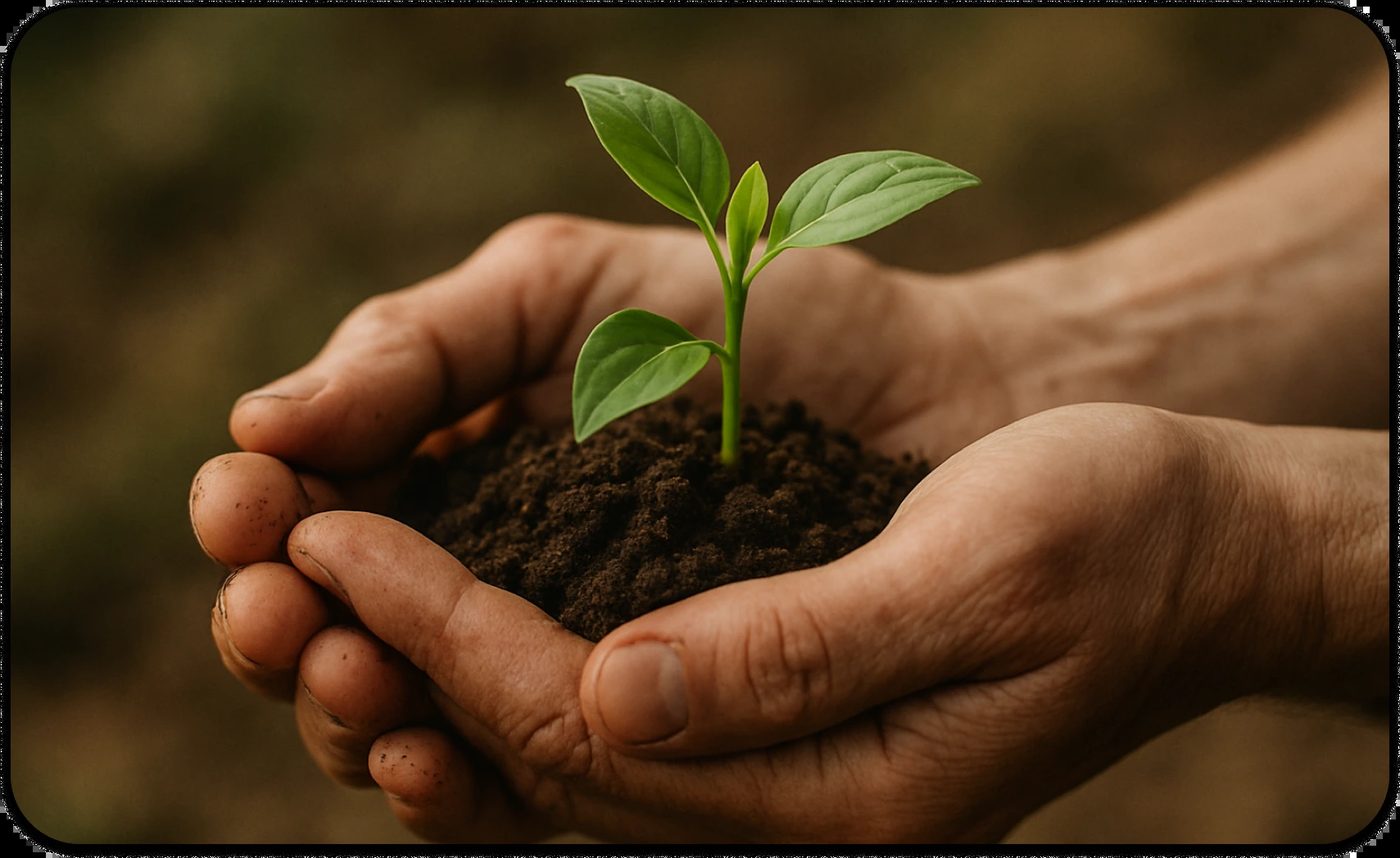a person holding a small plant in dirt healing from betrayal trauma