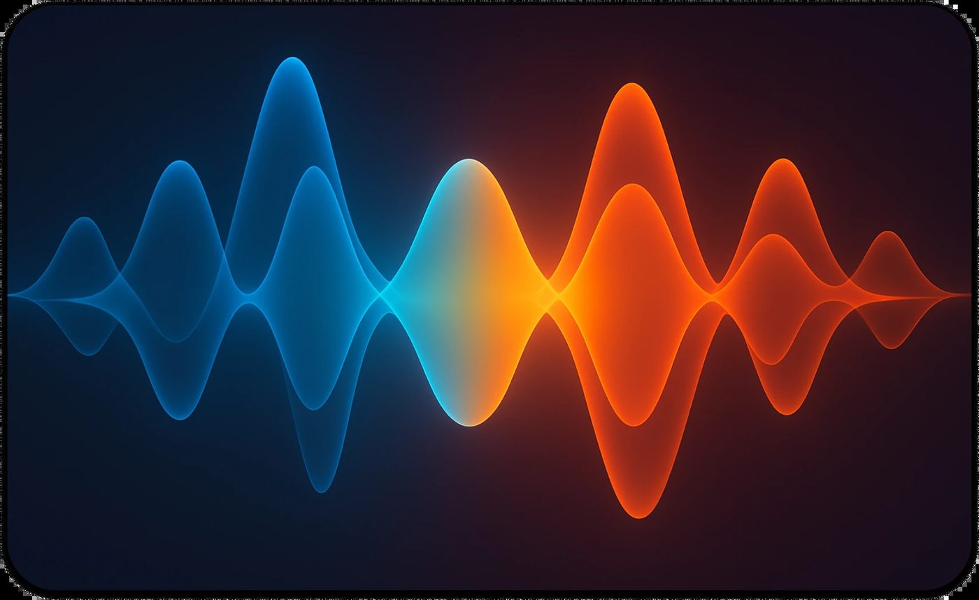 Abstract soundwave in blue and orange symbolizing balance and healthy communication in relationships