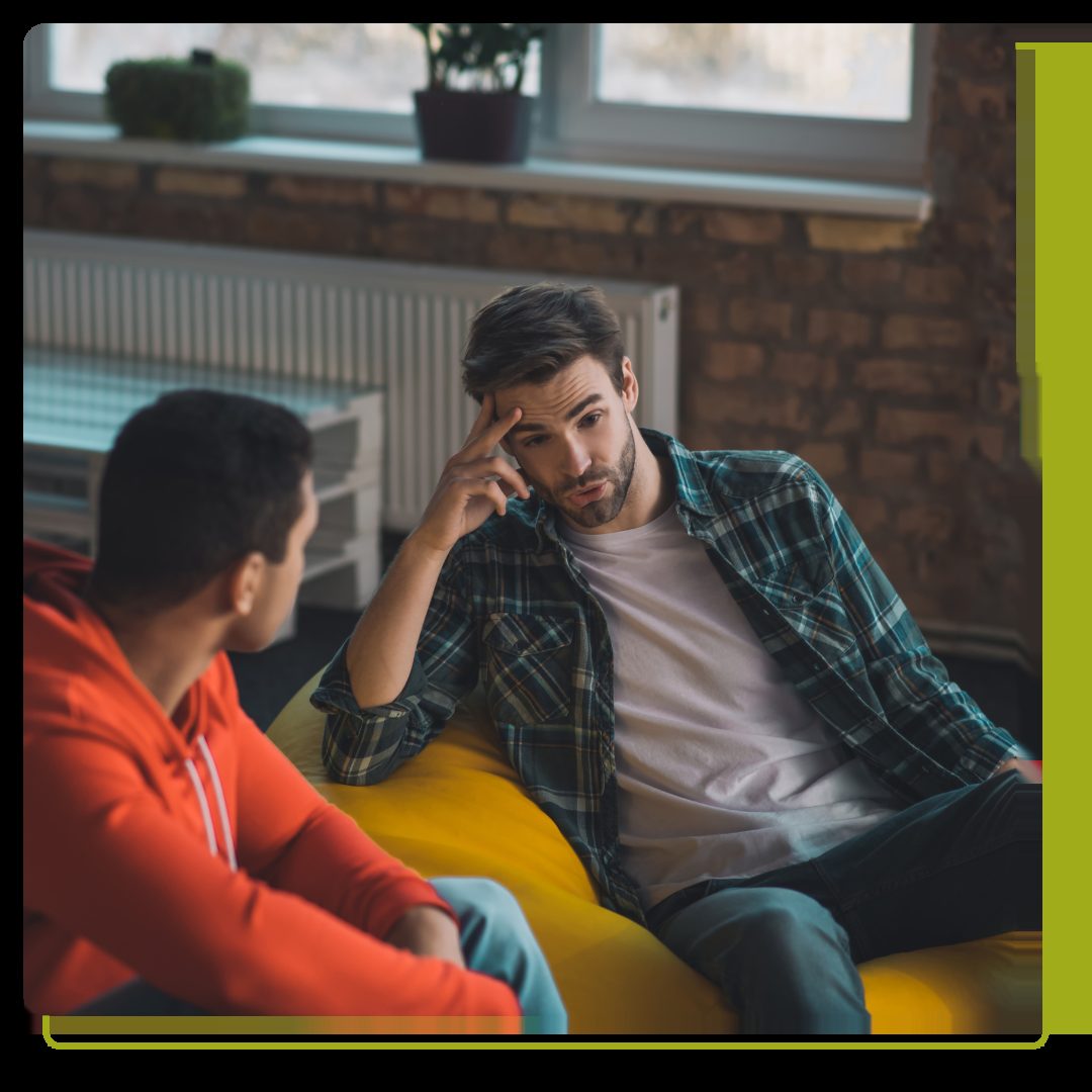man having a conversation with his friend