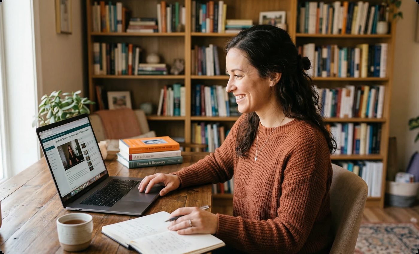 Licensed mental health professional completing online CE courses for licensure renewal
