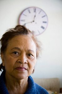 Woman looking sad mourning