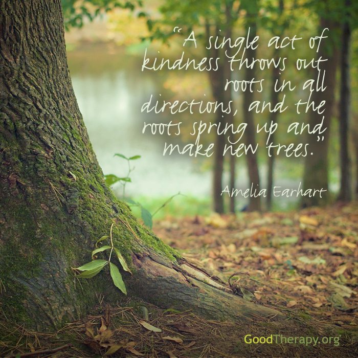 "A single act of kindness throws out roots in all directions, and the roots spring up and make new trees." -Amelia Earhart