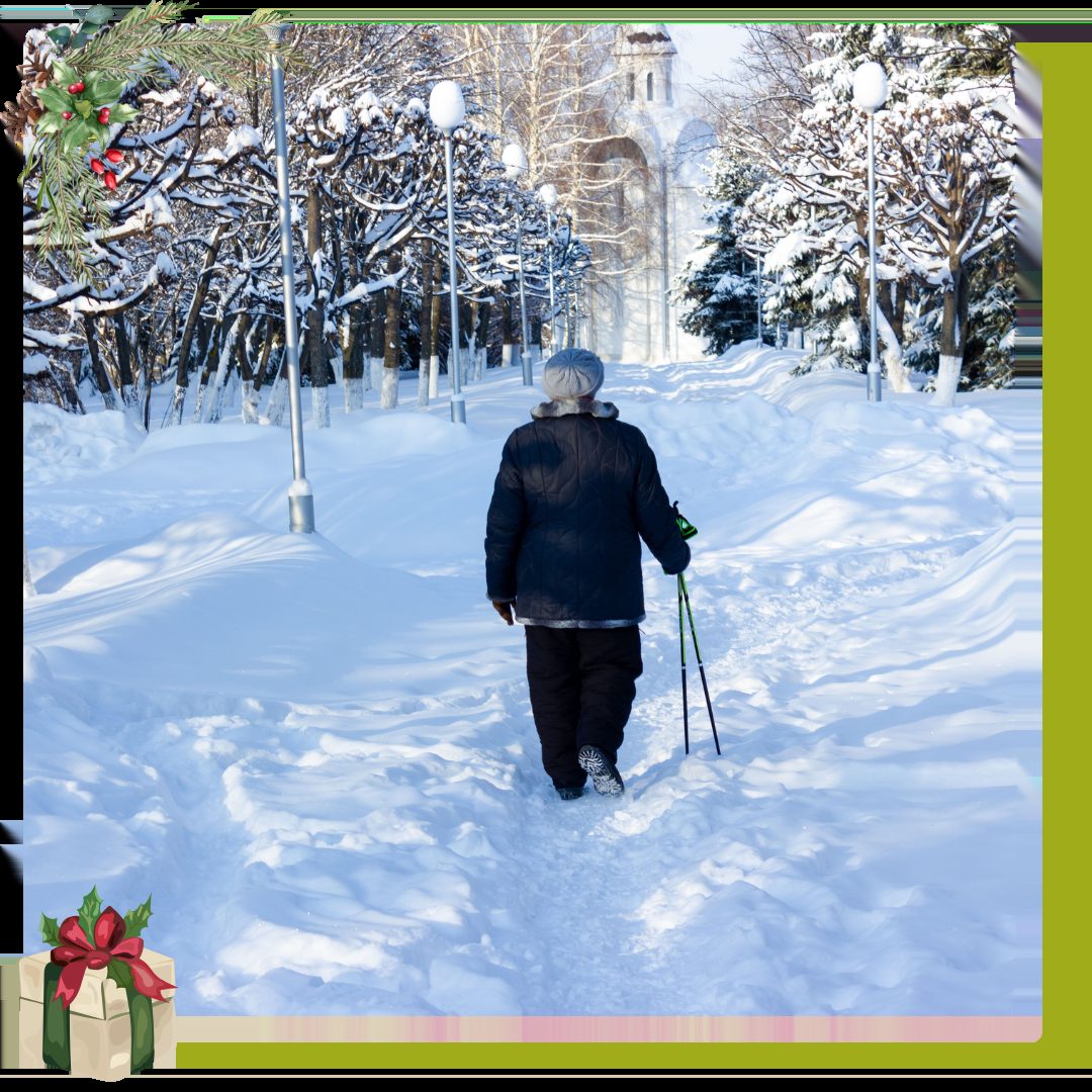 Person walking in snow