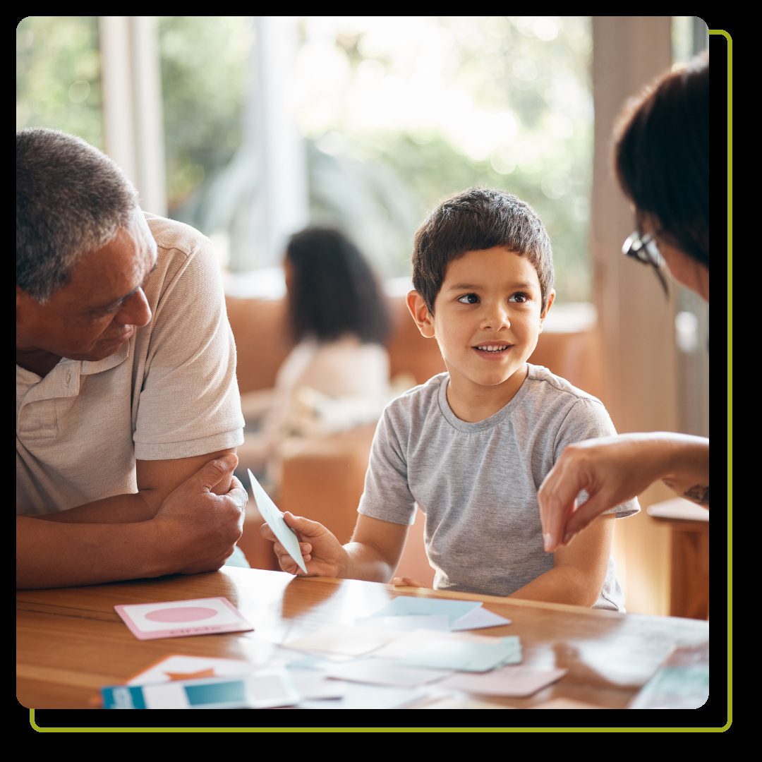 parents supporting child with lesson
